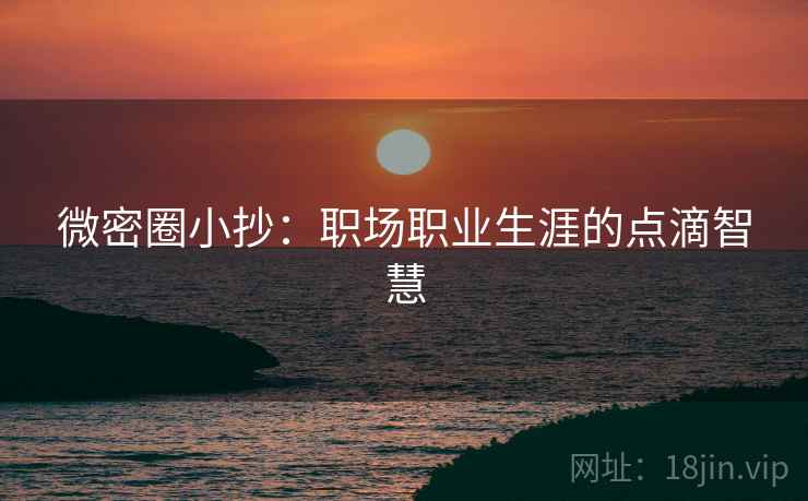 微密圈小抄:职场职业生涯的点滴智慧 微密圈小抄:职场职业生涯的点滴智慧